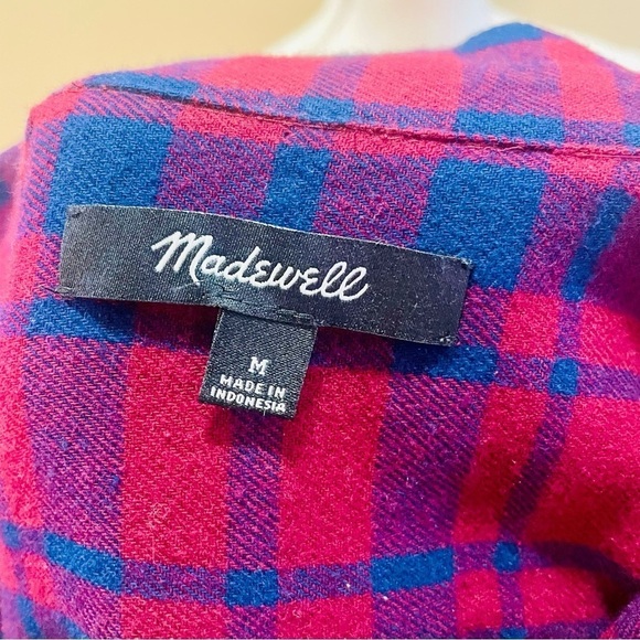 Madewell Red and Blue Plaid Flannel Shirt Medium - Picture 4 of 7